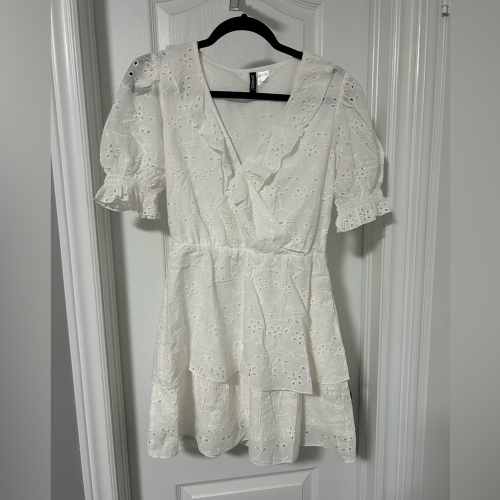 H&M Cream Eyelet Ruffle Dress